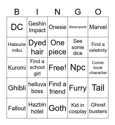 Comicon bingo 2025 Bingo Card