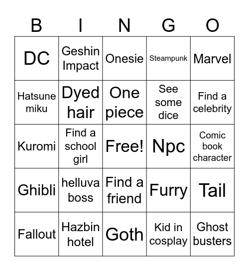 Comicon bingo 2025 Bingo Card