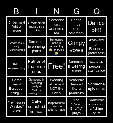 Hailey & Ricky's Wedding Bingo Card