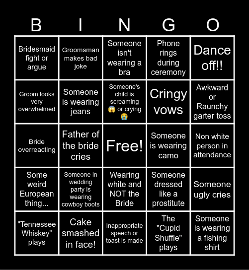 Hailey & Ricky's Wedding Bingo Card