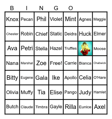 Animal Crossing Bingo Card