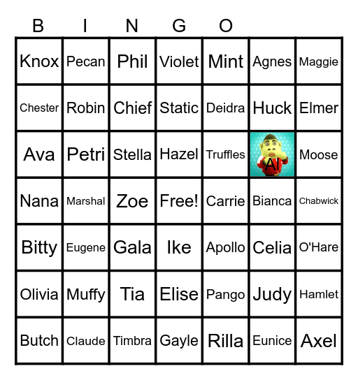 Animal Crossing Bingo Card