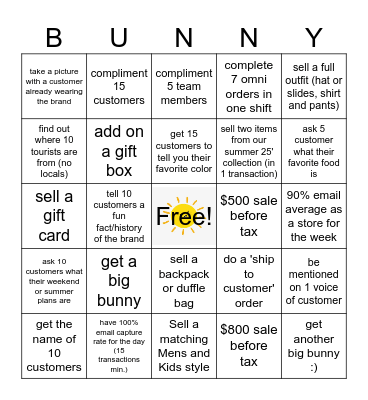 Summer Bingo Card