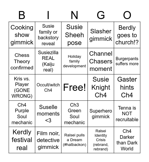 DreamRune Predictions Bingo Card