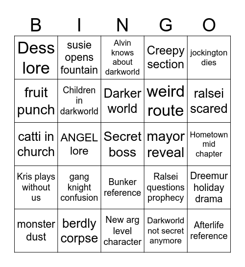 CHAPTER 4 Bingo Card