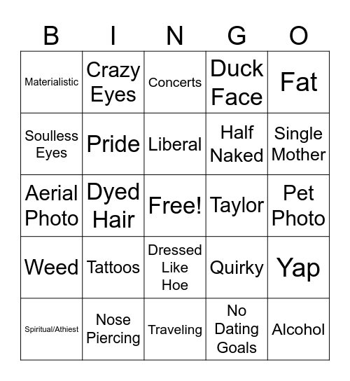 Moids Bingo Card
