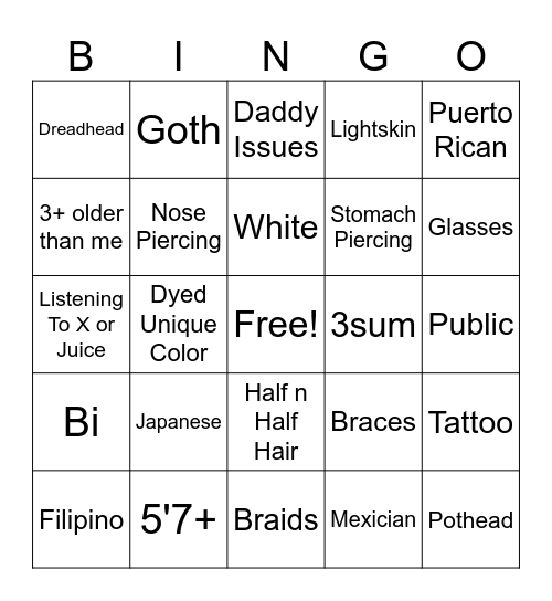 Bodies Benji! Bingo Card