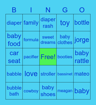 Baby Shower Bingo Card