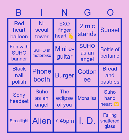 SUtreaming Hunt Bingo Card