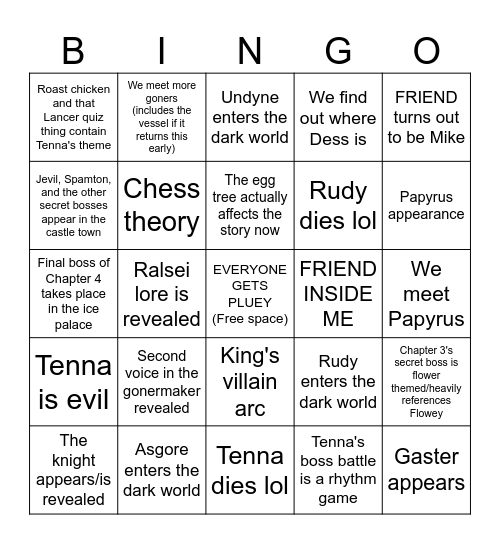 DELTARUNE TOMORROW Bingo Card