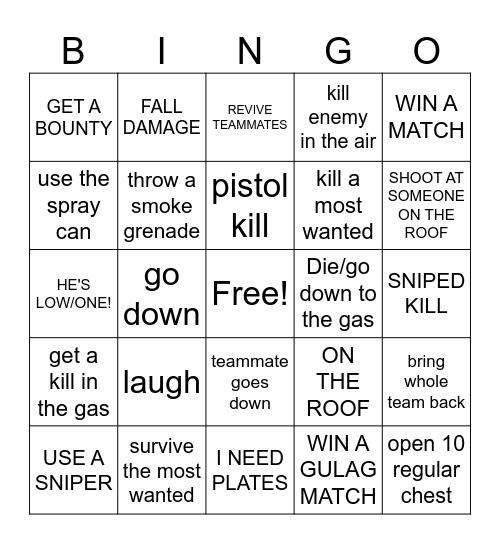 Cod Bingo Card