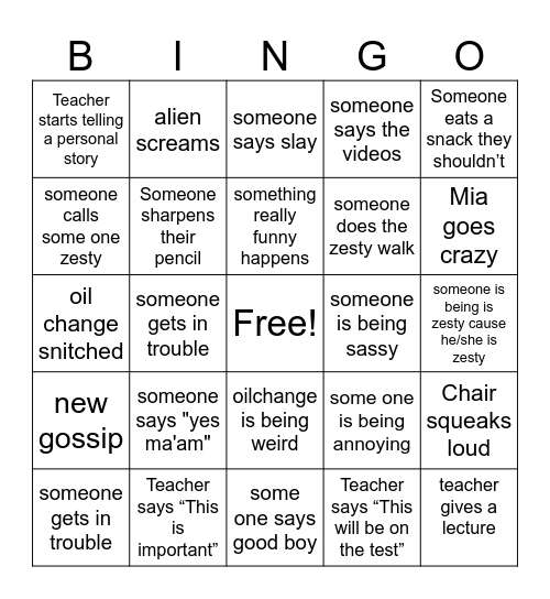"Slay the Day Bingo" Bingo Card