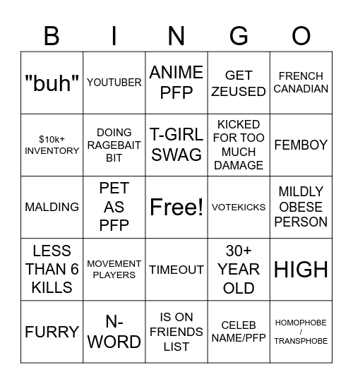 Nuke BINGO (BY youtube.com/@chiken9913) Bingo Card