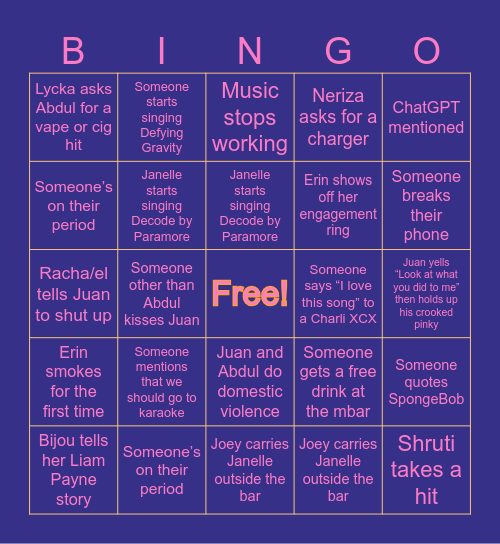 Juan’s 2xQuince! Bingo Card