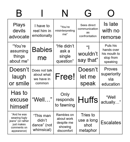 I hope I lose this Bingo Card