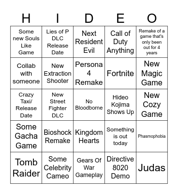 Summer Games Fest Bingo Card