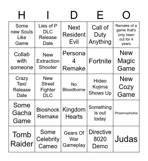 Summer Games Fest Bingo Card
