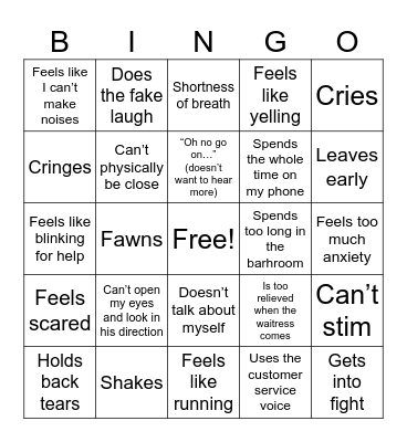 self reflection bingo Card