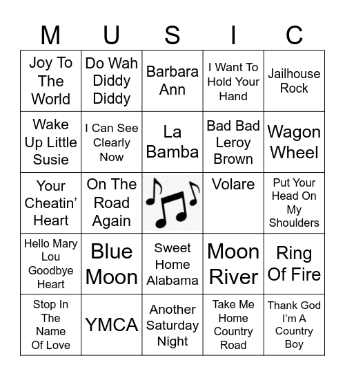 SING-ALONG Bingo Card