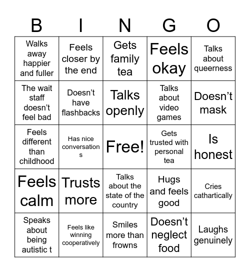 I hope I get a blackout! Bingo Card