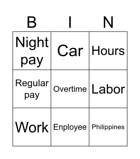 COBSHUR Bingo Card
