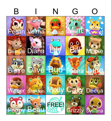 Animal Crossing Bingo Card