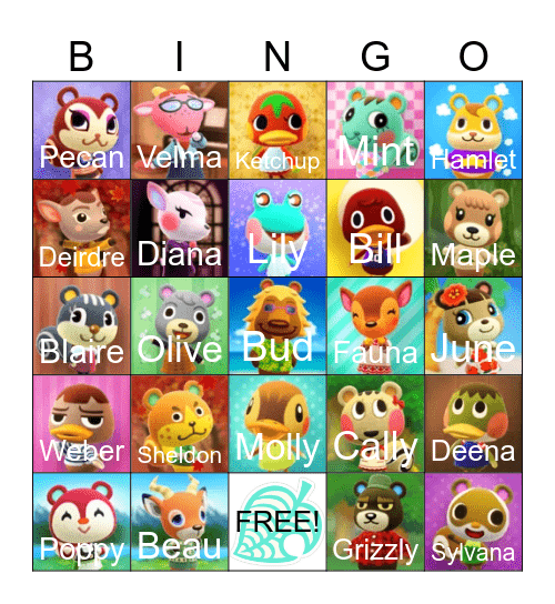 Animal Crossing Bingo Card