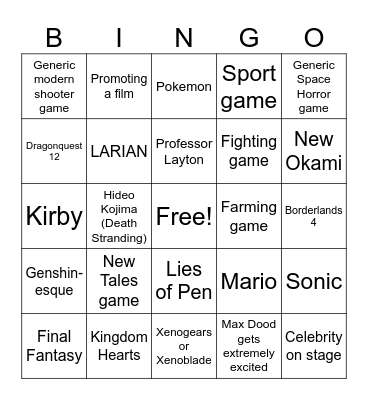SGF 2025 Bingo Card