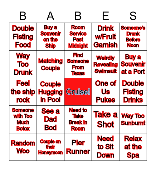 Cruise BABES Bingo Card