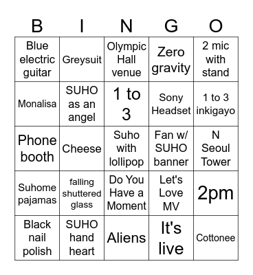 SUcavenger Bingo Card