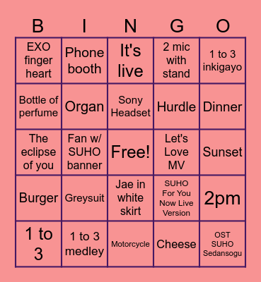SUcavenger Bingo Card