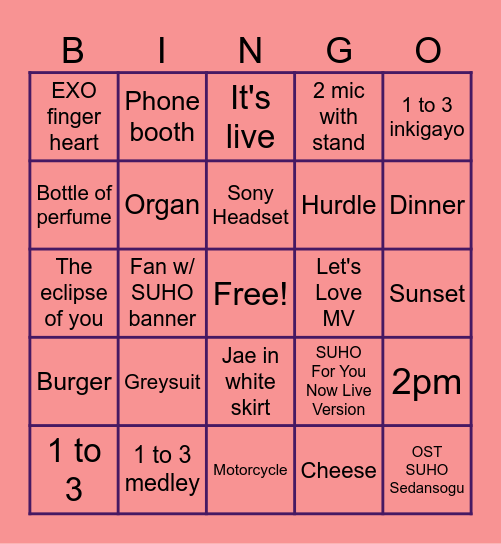 SUcavenger Bingo Card