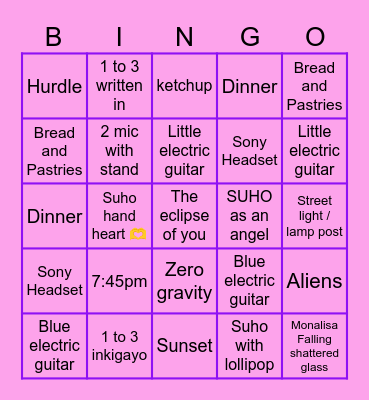 SUcavenger Bingo Card