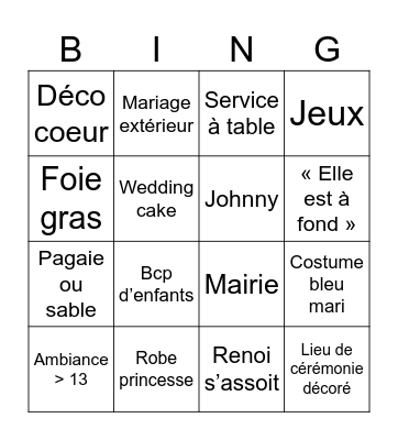 Romantisme au bord de l’eau Bingo Card