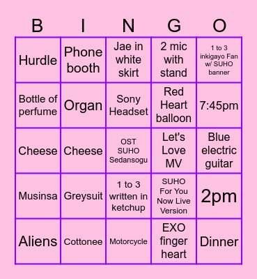 SUcavenger Bingo Card