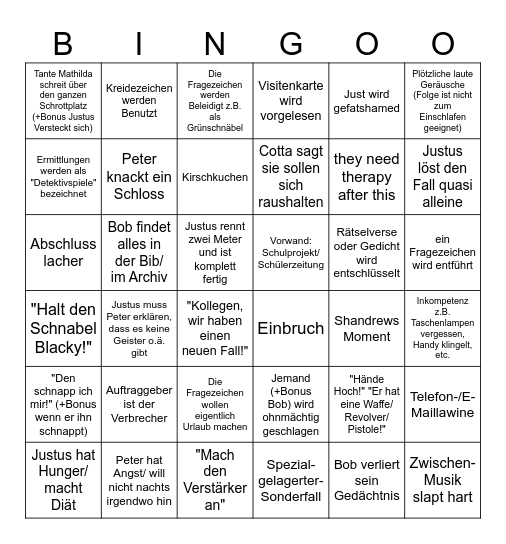 Die drei ??? Bingo Card