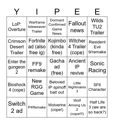 Pluh Pluh Pluh Bingo Card