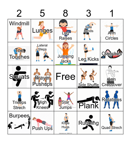 Fitness Bingo Card