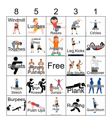 Fitness Bingo Card
