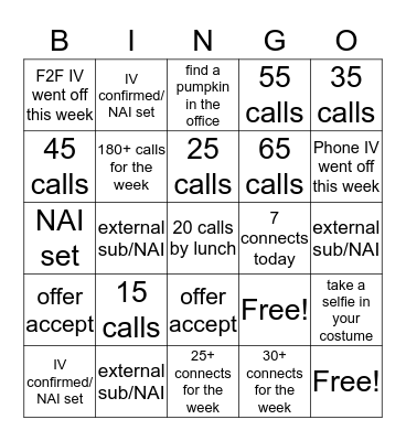 Halloween Bingo Card