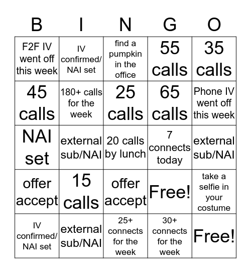 Halloween Bingo Card