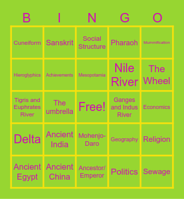 6th Grade Social Studies: End of Year Bingo Card