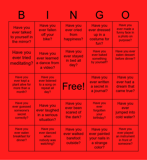 Have you ever...? Bingo Card
