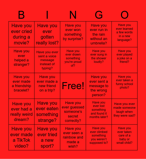 Have you ever...? Bingo Card