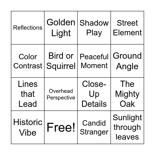 Photo bingo Card