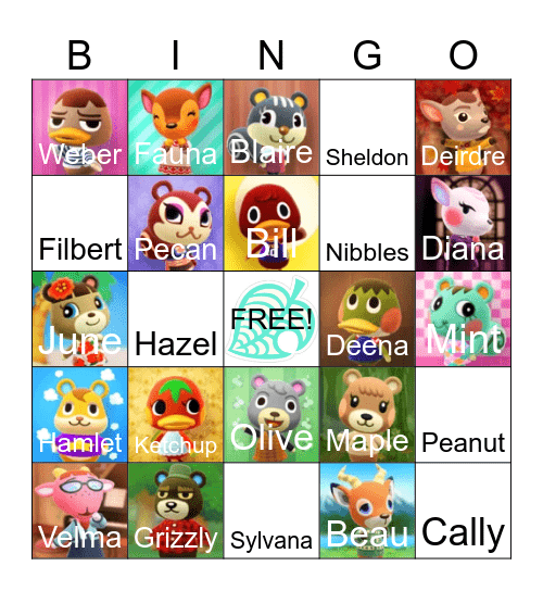 Animal Crossing Bingo Card
