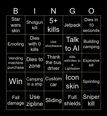Fortnite Bingo Card