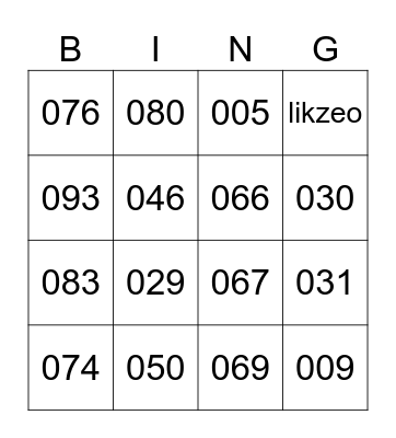 Taylor Swift Bingo Card