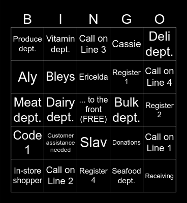 Sprouts PA Bingo Card