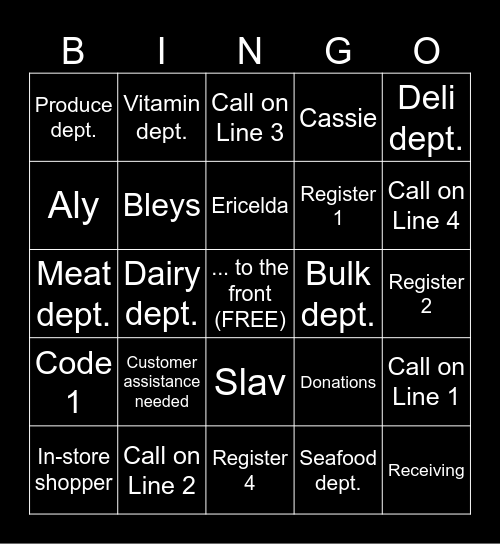 Sprouts PA Bingo Card